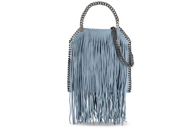 Stella McCartney - Duck Blue Falabella Shaggy Deer Fringed Mini Tote Stella McCartney Blue Fringe Tote